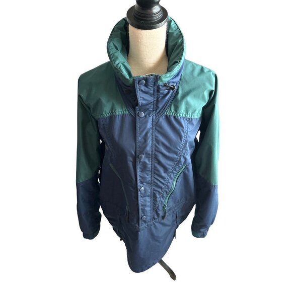 Columbia Coat Anorak Blue Winter Parka Blue Green 3/4 Button VINTAGE Size Large - Picture 5 of 14